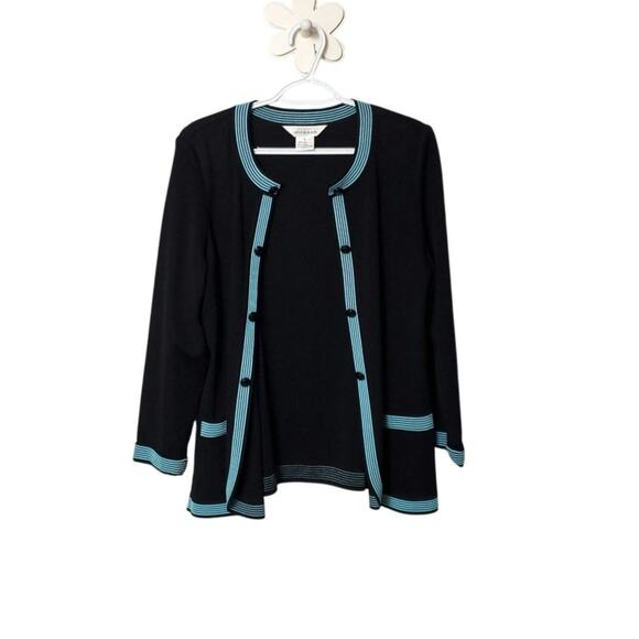 MISOOK Open Cardigan Sz L  Preppy Career Office Sweater Blazer - Picture 1 of 8